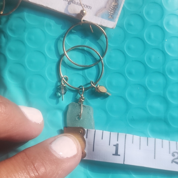 MAINE SEA GLASS EARRINGS GOLD FILLED THE SEA GLASS COMPANY CASCO BAY - Picture 7 of 7